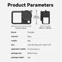 Product specifications and dimensions for the ultra-lightweight TELESIN silicone protective case for DJI Osmo Action 6.