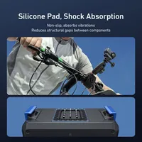 Anti-slip silicone pad on the TELESIN magnetic mount, attached to a bike handlebar for POV footage.