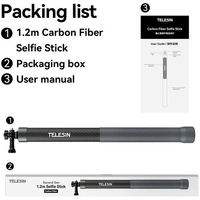 TELESIN 1.2m Selfie Stick | Carbon Fibre Pole | 2nd Gen