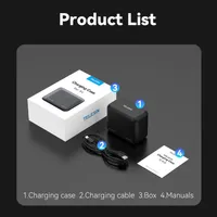 Telesin package contents including charging case, USB-C cable and user manual.