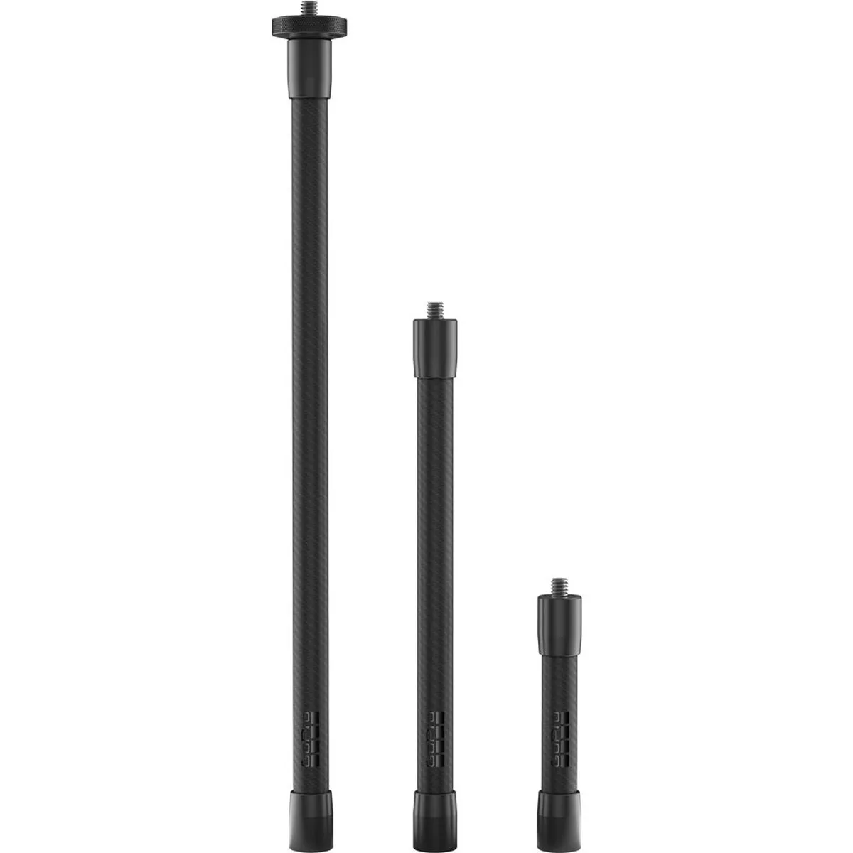 GoPro Carbon Fibre Extension Rod Set ACEXT-031 showing all three rods and Camera Platform.