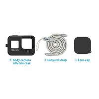 Telesin Black Silicone Protective cover / Lens Cover / Lanyard for GoPro HERO8