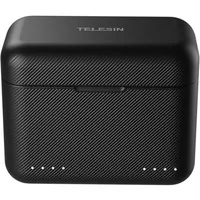 Front view of the black Telesin dual battery charging box for Insta360 X5.