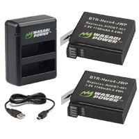 Wasabi Power Batteries for GoPro HERO4 (2-Pack and Dual USB Charger)