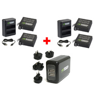 GoPro HERO4 BUNDLE | 4 x batteries + 2 x 2 slot USB chargers + USB Wall charger