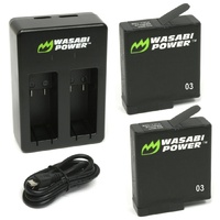 Wasabi Power Batteries for GoPro HERO7/HERO6/HERO5 Black (2Pack+Dual USB Charger)