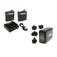 Wasabi BUNDLE for GoPro HERO7/HERO6/HERO5-2xBatts/Triple Cradle/WALL Charger