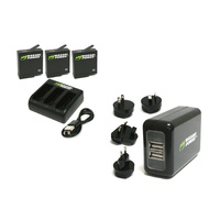 Wasabi BUNDLE for GoPro HERO7/HERO6/HERO5-3xBatts/Triple Cradle/WALL Charger