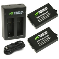 Wasabi Power Batteries for GoPro Fusion Camera (2Pack+Dual USB Charger)