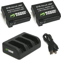 Wasabi Power Batteries for GoPro HERO4 (2-Pack and Triple USB Charger) 