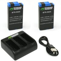Wasabi Power Batteries (2 Pack and USB Triple Charger) for GoPro MAX