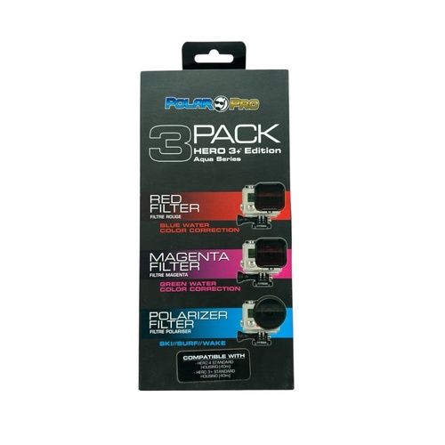 PolarPro Filter 3-Pack (Red/Magenta/Polariser) - for GoPro HERO3+/HERO4 Standard Housings