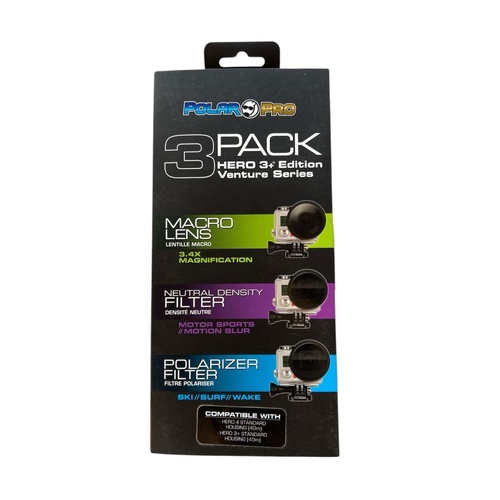 PolarPro Filter 3-Pack (Macro Lens/ND/Polariser) for GoPro HERO3+/HERO4 Standard Housings
