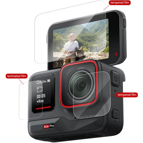 TELESIN Lens and Screen Protectors for Insta360 ACE Pro | Tempered Glass Set