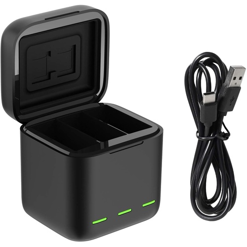 TELESIN 3-Slot USB Battery Charger/Battery Storage Box for GoPro HERO13 batteries