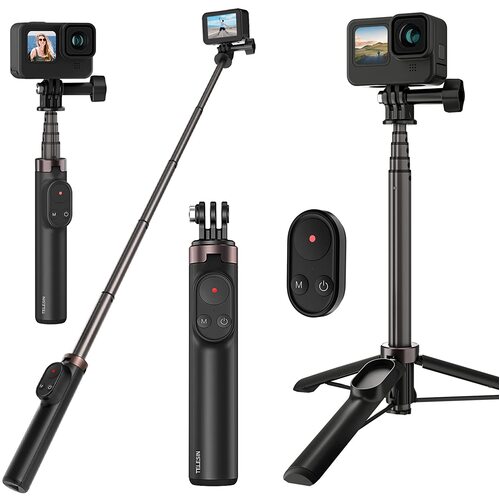 Telesin Vlog Selfie Stick with Bluetooth Remote | for SmartPhones and GoPro 12/11/10/9/7/8/MAX