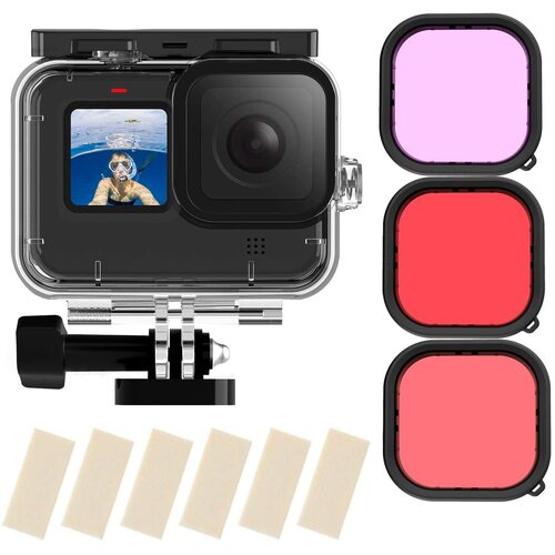 TELESIN Waterproof Housing with 3-Pack DIVE Filters For GoPro HERO9/10