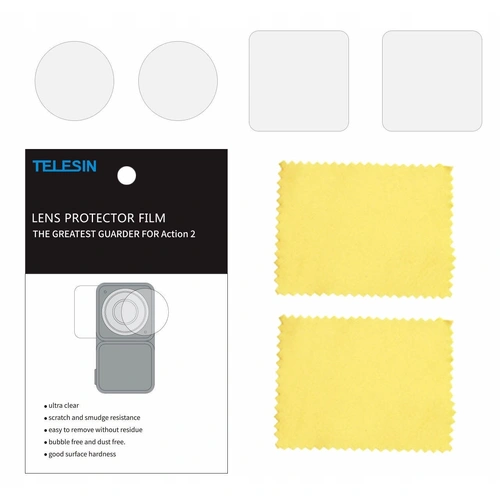 TELESIN Lens and Screen Protectors for DJI Action 2 | HD Film Sets (2-Pack)