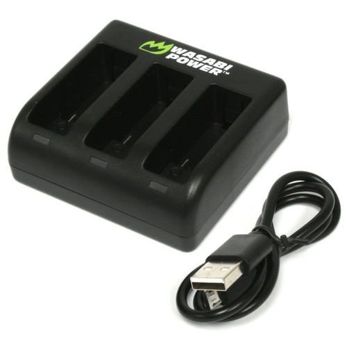 Wasabi Power TRIPLE Slot USB Battery Charger for GoPro HERO8/HERO7/HERO6/HERO5