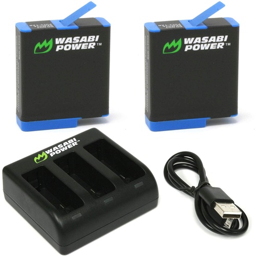 Wasabi Power Batteries (2 Pack and Triple Charger) for GoPro HERO8/HERO7/HERO6/HERO5
