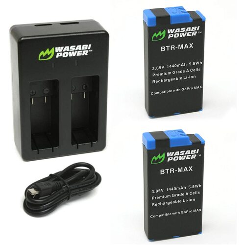 Wasabi Power Batteries (2 Pack and USB Dual Charger) for GoPro MAX