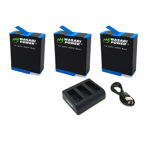 Wasabi Power Batteries (3 Pack and USB Triple Charger) for GoPro HERO9/HERO10