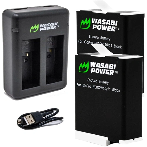 Wasabi Power ALL Weather Batteries (2-Pack + USB Dual Charger) for GoPro HERO12/11 Black/10/9
